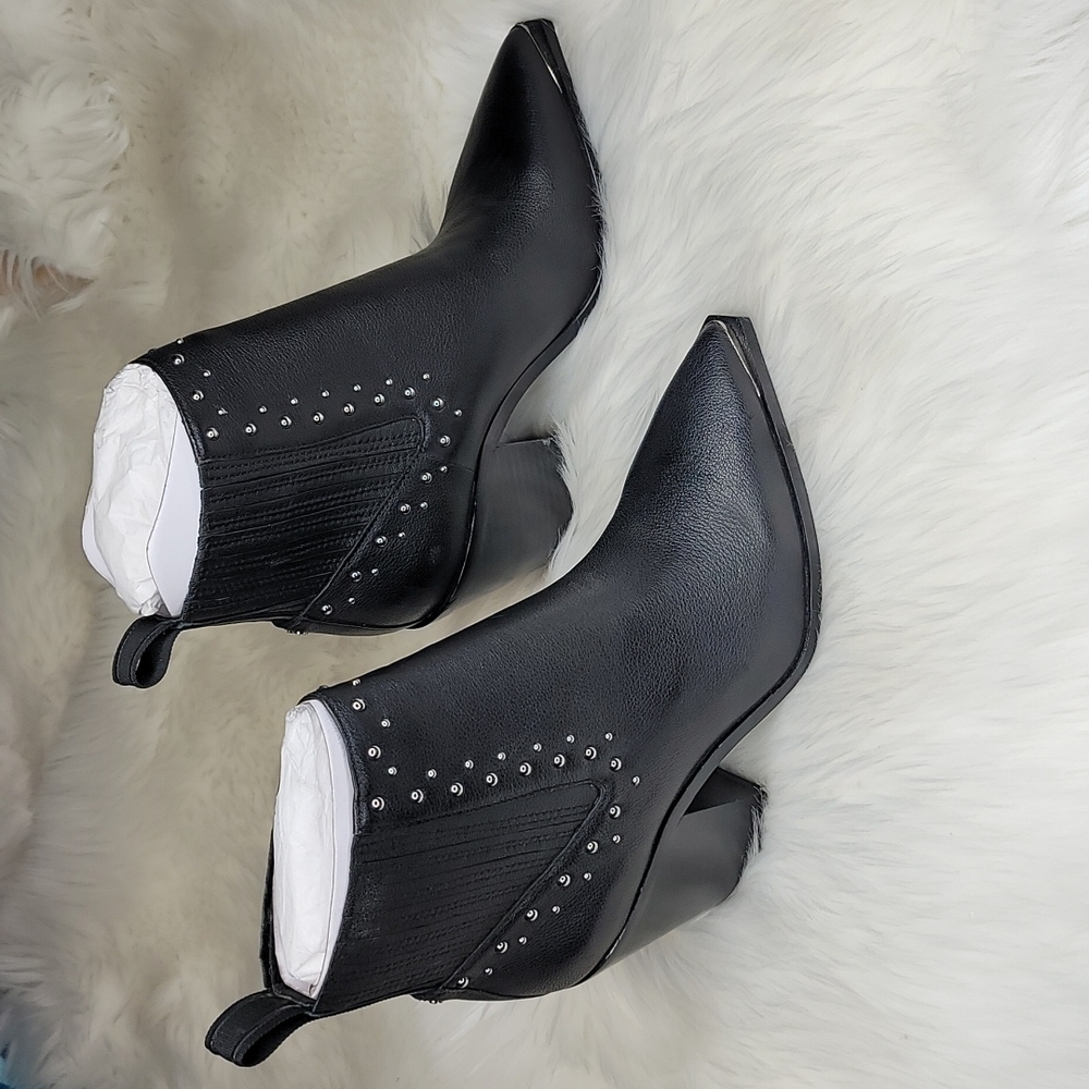 Kenneth Cole New York West Side Bootie Silver Studs RB Black Leather Boots - Picture 9 of 16